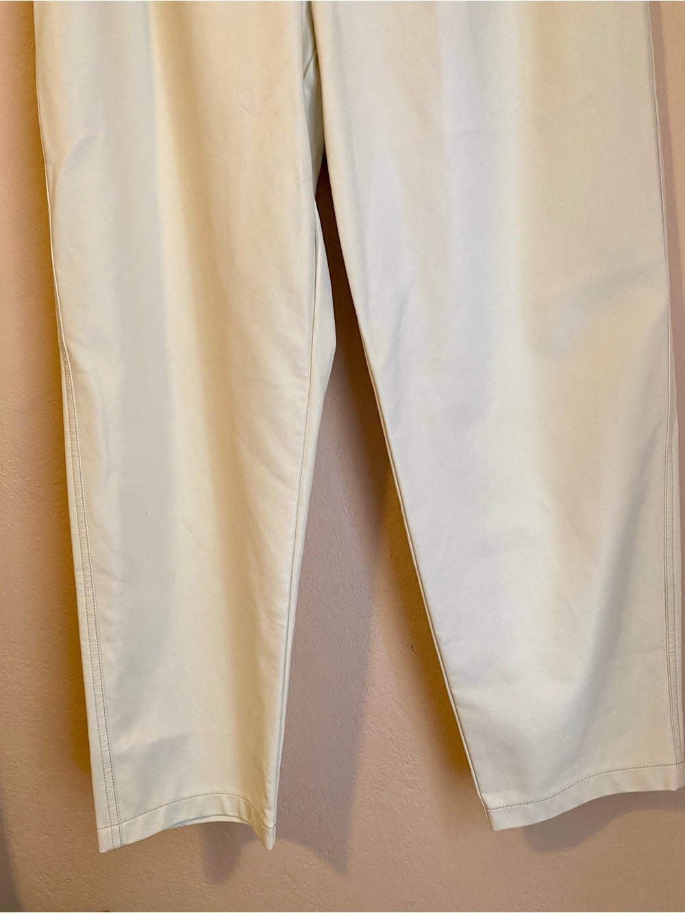 Free People Cecily Faux Leather High Rise Pants Ivory 12 - Picture 8 of 14